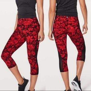 Lululemon Train Times red floral capri Leggings 10